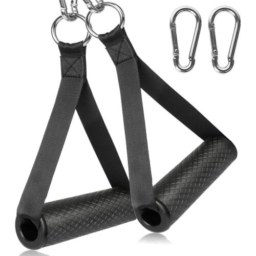 1 Pair Gym Resistance Bands Handles with TPR Waffle Grip Heavy Duty Fitness Carabiners Home Gym Strength Training Stretching