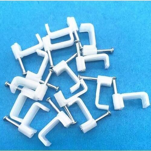 100PCS/bag 10MM cable clips cable nail wire clips 10mm cable clips Square white