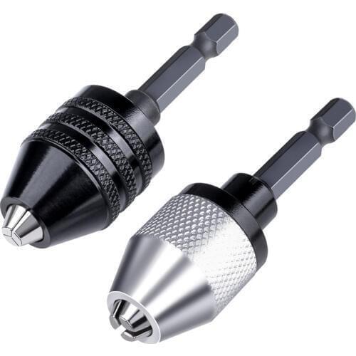 2PCS 0.3-6.5mm Keyless Drill Chuck Conversion Tool Keyless Conversion Chuck Adapter,1/4-Inch Hex Shank Drill