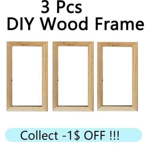 3 Pcs Wood Frame for Canvas Painting DIY Custom Size Poster Wooden hanger Frames Wall Art Photo picture Prints Framed