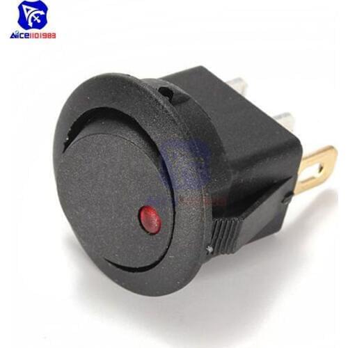 Diymore 5PCS/Lot 12V LED Red/Yellow/Blue/Green Dot Light 3Pin Round Rocker ON/OFF Toggle SPST Switch for Car Auto Boat