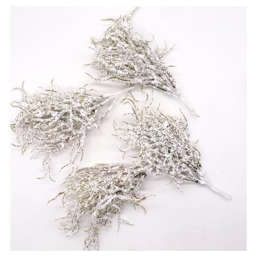 6pcs Christmas Artificial White Pine Grass Flower for Wedding Christmas Decoration DIY Craft Wreath Gift Scrapbooking Fake Plant