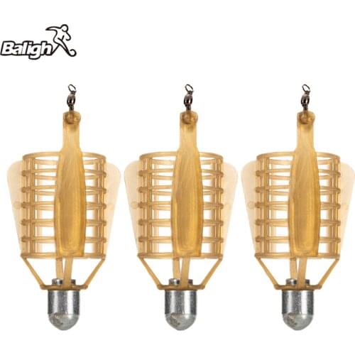 Balight 3pcs Fishing Bait Cage 30g/40g/50g Connector Sinker Feeder Bait Holder Thrower Carp Fishing Feeder Tackle Tool