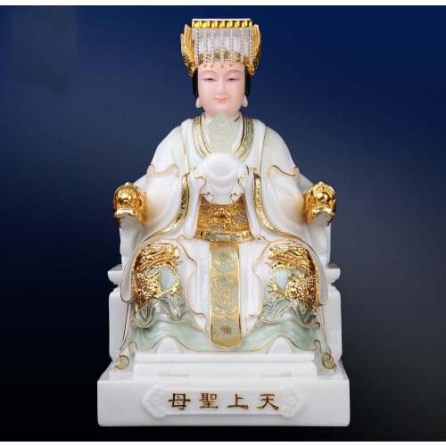 30CM large gilding jade Goddess Matsu MAZU Guan yin God Southeast Asia HOME protection Propitious Prosperity FENG SHUI statue