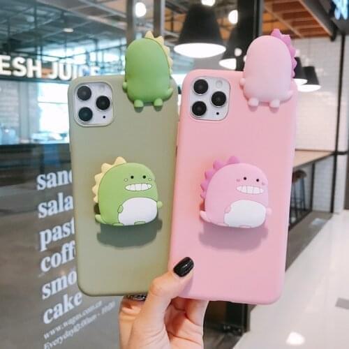 For iPhone 12 11 Pro Max Xs XR 6 7 8Plus Case Dinosaur Grip Stand Holder Case