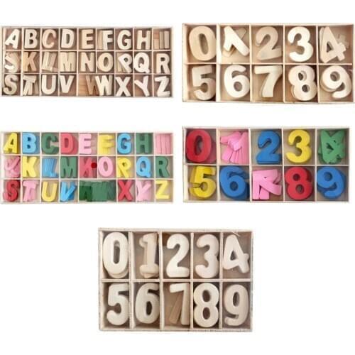 Wooden Number English Letter Building Blocks Kids Early Education Puzzle Toy