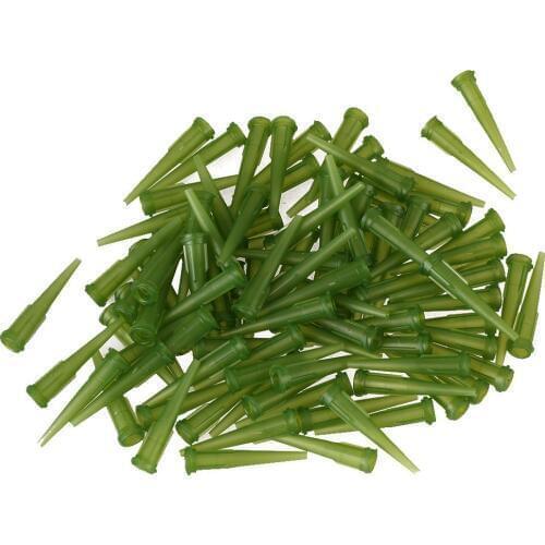 Olive Green 14Ga TT Blunt Glue Liquid Dispenser Dispensing Needle Plastic Tapered Tips Pack of 100