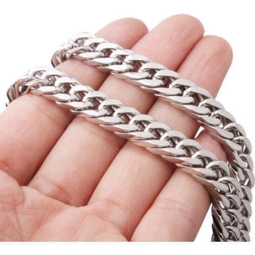 GNAYY Mens Necklace Stainless Steel 8mm polished double link chain curb Chain Necklace 18-32 inch choose