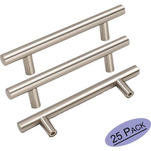 Goldenwarm Stainless Steel Kitchen Cabinet Handles Silver T Bar Hole Centers 3-3/4 inch Drawer Pulls 25Pieces