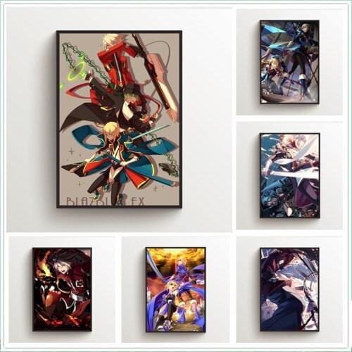 WTQ Canvas Painting Anime Posters BlazBlue Wall Decor Retro Poster Wall Art Picture for Living Room Decoration Home Deco
