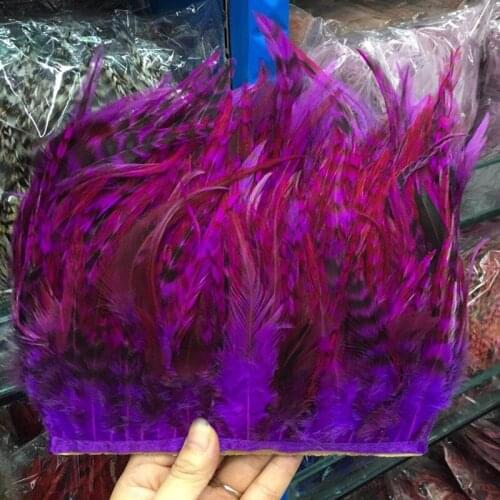 Hot 1 Yards Beautiful Purple rooster feathers 10-15 cm/4-6 inch DIY jewelry plume feather cloth belt dance decoration