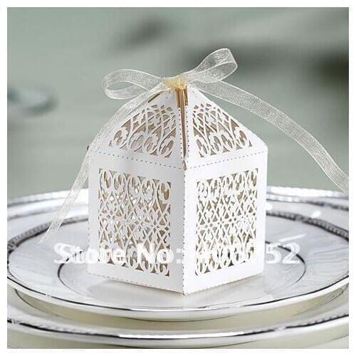 Mini cupcake box! White Candy box"Fence" shape baptism souvenir candy box