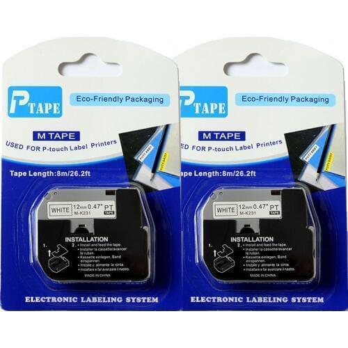 MK231 Compatible P-touch label tape M-K231 label tape Black on White M tape for PT100, PT110, PT printer MK-231