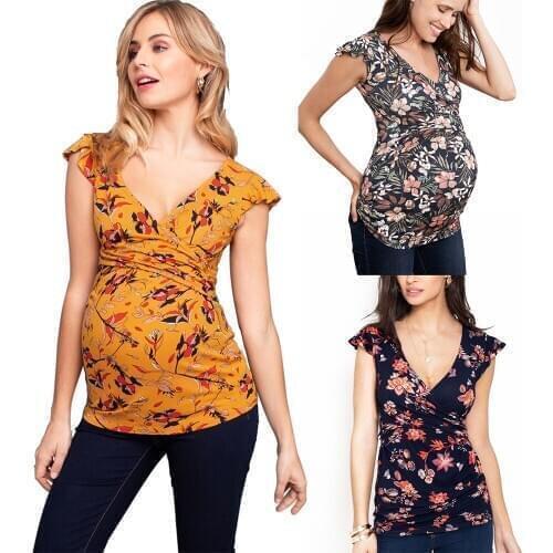 Fashion Casual Pregnant Women Maternity Breastfeeding Tops T-Shirt Vest Loose Mom Pregnancy Loose Care Clothes Mummy Ves