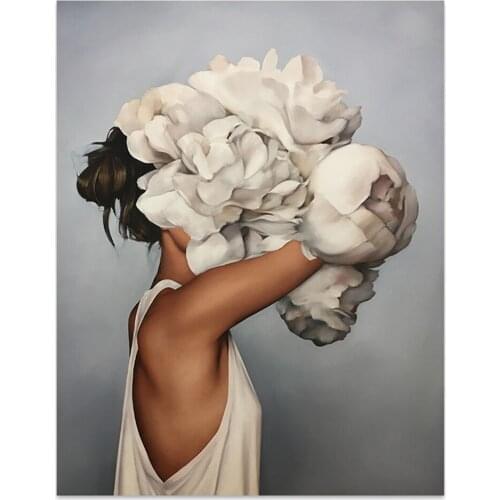 Flowers Feathers Woman Abstract DIY Cross Stitch Embroidery 11CT Kits Craft Needlework Set Cotton Thread Dropshipping