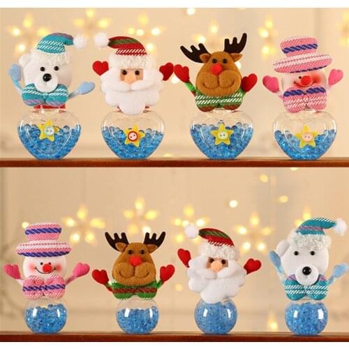New Year 2022 Candy Bag Boxes Child Kids Gifts Mini Christmas Gift Bags Heart Shaped Candy Jar Storage Bottle Santa Bag