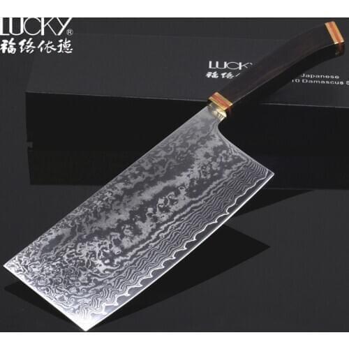 Cleaver Kitchen Knife Japanese VG10 Damascus Steel Chopping Meat Cutter Chef Chinese Knives Cooking Tool with Ebony Handle 47