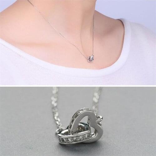 Season Gate 925 Sterling Silver Chain Love Heart to Heart Gift Necklace for women SN016