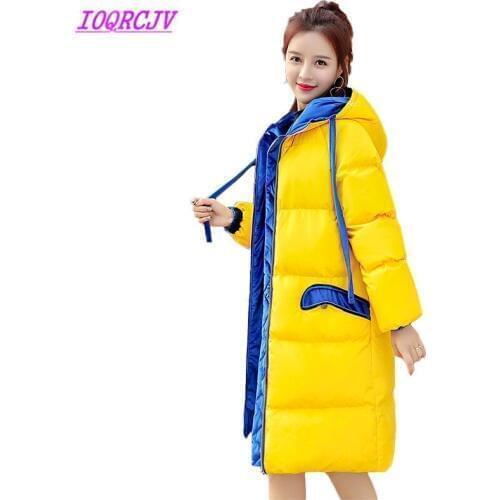 Winter thick parkas women down cotton jacket fashion Fur collar Hooded tops warm long coat female Plus size padded jackets N200