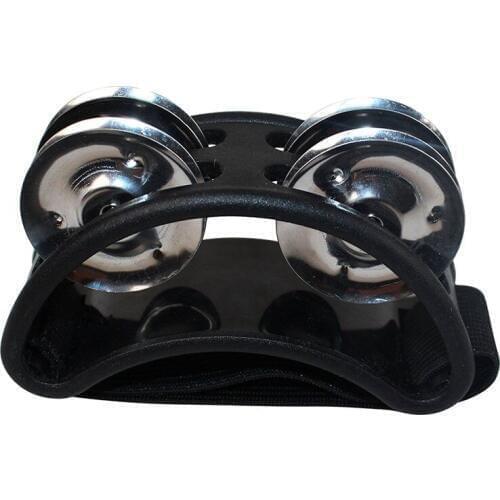 Percussion Foot Tambourine with Metal Jingles, Black