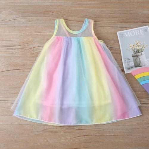 Baby Girl Dress Rainbow Mesh Tutu Dress Toddle Cute Party Dresses Kids Princess Dress Kids Childrens Clothing