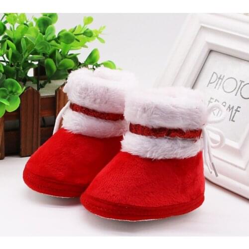 Infant Newborn Baby Girls Cashmere Plush Winter Boots Bandage Warm Shoes