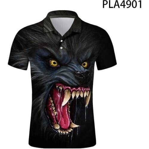 3D Printed Polo Shirt Men Ropa Wolf Polo Homme Fashion Camisas Streetwear Casual Hombres Harajuku Short Sleeve Shirts Tops