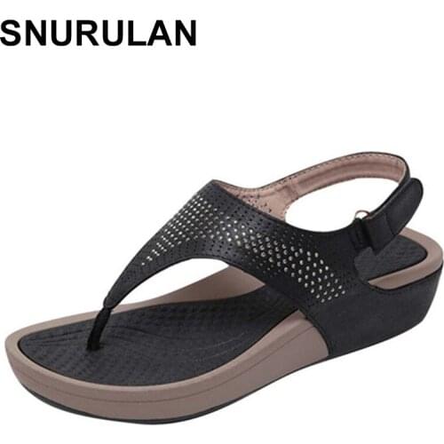 SNURULAN 2019 Bohemian-style comfortable beach sandals; womens wedge sandals; Roman style casual sandals; big sizes