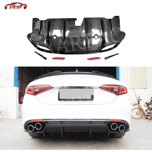 Carbon Fiber/FRP Unpainted Rear Bumper Diffuser Lip Spoiler Decoration for Alfa Romeo Giulia Standard/ Sport Car Body Kit 2017