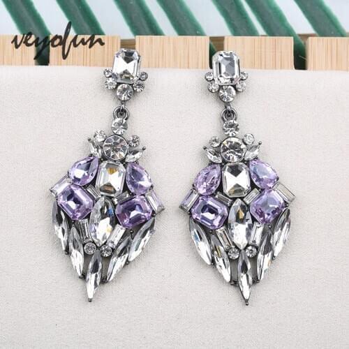 Veyofun Hyperbole Drop Earrings Luxury Crystal Dangle Earrings For Woman Fashion Jewelry Gift