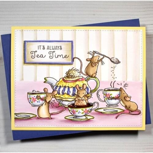 "Always Tea Time" Happy Easter Cutting Dies & Coordinating Stamp For Scrapbooking Craft Embossing Stencil Die Cut Card Making