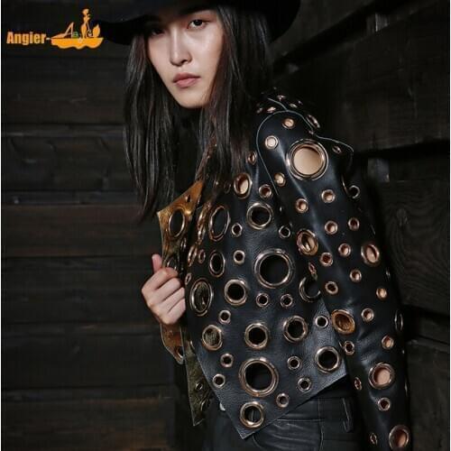 Jacket lady genuine short 100% real sheep leather coat