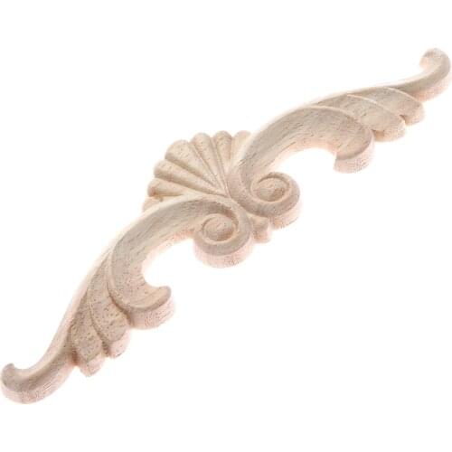 1pc 20*5cm Unpainted Wooden Carved Decal Corner Applique Horizontal Strip Frame Home Furniture Wall Door Decor Miniature Craft