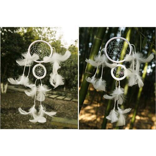 1PC Feather Flowers Dream Catcher Wind Chimes Wall Hanging Feather Pendant Dreamcatcher Home Car Decor Indian Style MJ 002