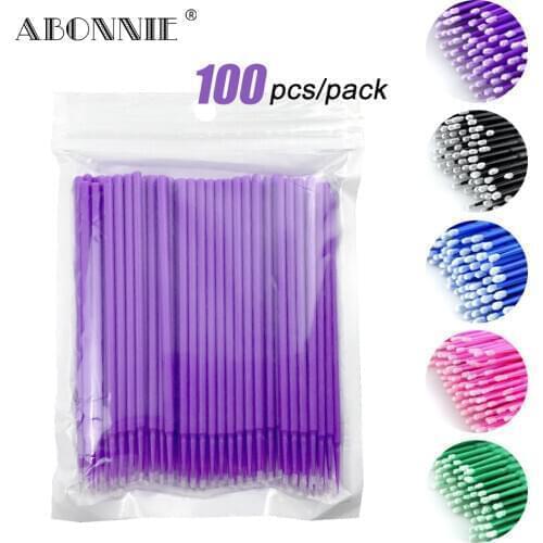 100Pcs/Pack Hot Lint Disposable Makeup Brushes Individual Lash Removing Tools Swab Micro brushes Eyelash Extension Tools