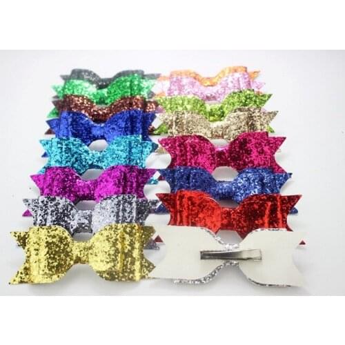 1000pcs/lot new fashion 12*4cm Glitter Fabric Bow Hair Clip for Girl & Women Hair Accessories Glitter hair Bow clip