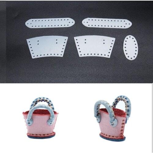 2021 DIY leather craft Mini bag Small food basket Pendant sewing pattern pvc template