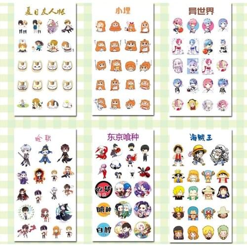 6 Sheets/Set Japanese Anime Series Decorative Sticker Kawaii Scrapbooking DIY Craft Stickers Stationery