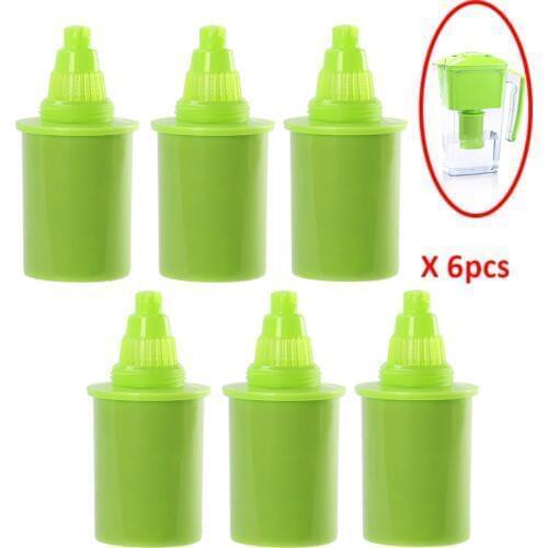 6pcs/Lot Green Alka Replacement Filter Cartridge Elements for Portable 2.5L Slim Hydrogen Mineral Alkaline Water Filter Pitcher