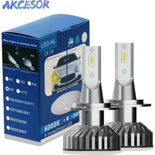 Akcesor 2x H7 LED Auto Lights H1 H3 H11 H8 H9 9005 9006 9012 LED Car Headlight Bulbs Accessories Styling 50W 4500lm 12V Headlamp