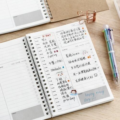 Agenda 2021 Planner A5 Kraft Spiral Notebook for Student Diary Weekly Monthly Plan Organizer Schedule Office Supplies Stationery