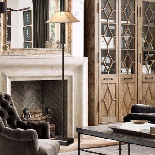 Living room large lampshade Floor Lamp Antique piano led standing light study floor light Villa Hotel Hall led Floor Lighting