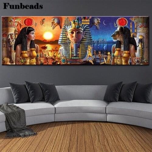 Large Size Wall Painting Ancient Egypt Man Diamond Painting Full Round Diamond Embroidery Fantasy Egyptian Symbols FF4301