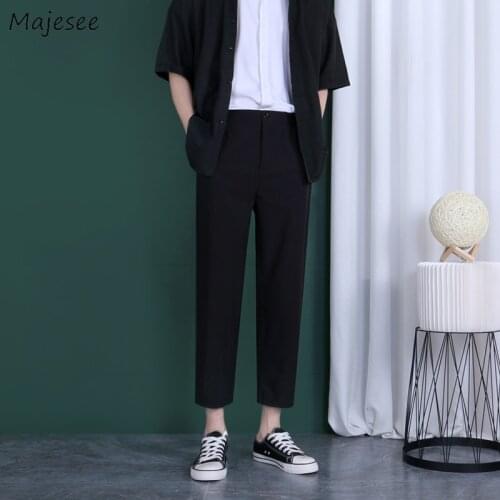 Business Formal Casual Pants Men Big Size S-3XL Summer Solid Black Classic Basic Straight Trousers Male Zipper-fly Ins Fashion