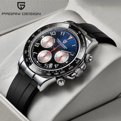 2021 New PAGANI DESIGN Mens Watches Men Top Brand Automatic Date Wristwatch Silica gel Waterproof 100M Chronograph Clock Gift