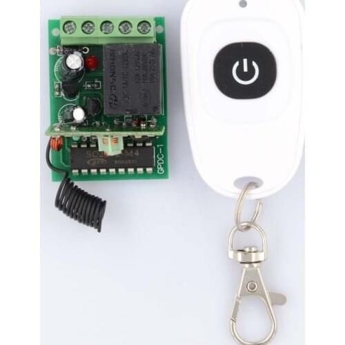 DC 12V 1Channel RF Wireless Remote Control Relay Receiver kit with 1 Transmitters Fixed Code Momentary