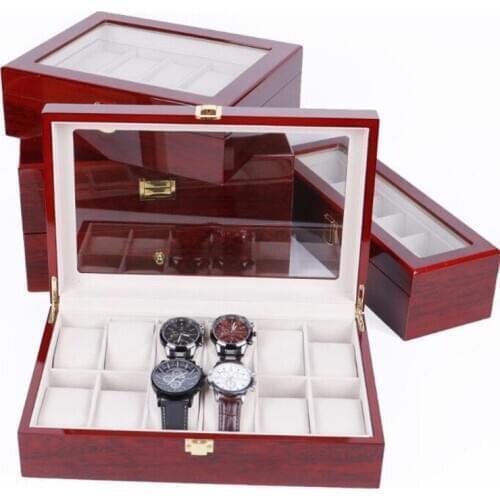 2/3/5/6/10/12 Grids Wooden Watch Box Jewelry Box Display Watch Case Holder Organizer for Watches Men Valentines Day Gift