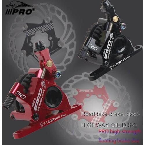 Road Hydraulic discs brake set Flat bracket Brake saddles with 140MM discs rotor bike Bilateral mechanical cables road shafts