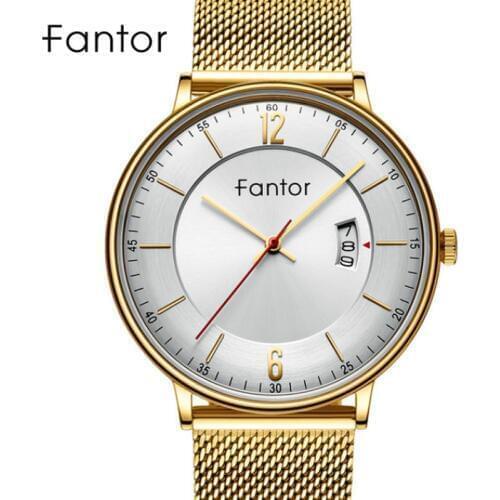 Fantor Classic Luxury Gold Men Brand Male Quartz Mesh Waterproof Date Business Man Watch for Men Wrist