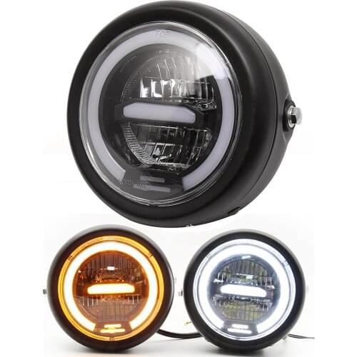 6.5 inch LED Round Cafe Racer Motorcycle Headlight HeadLamp Halo DRL Moto LED For kawasaki vn900 vn 900 vulcan 800 sporster